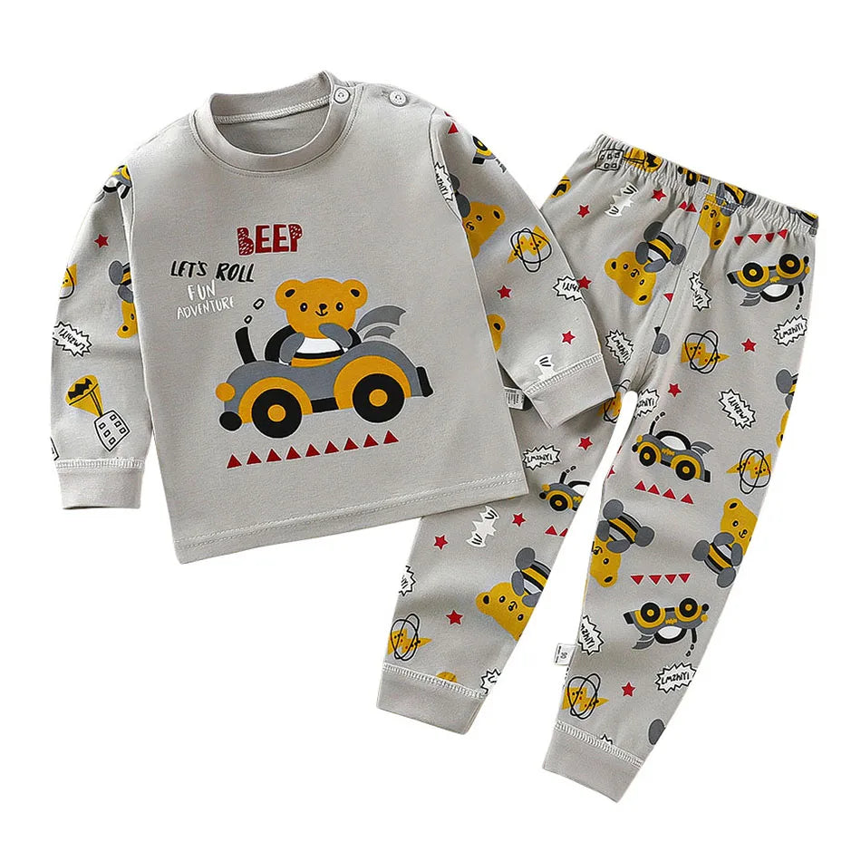 Baumwolle Kinder Pyjamas Set für Jungen Mädchen Herbst und Winter Cartoon Schlafen Loungewear Kinder Nacht Nachtwäsche Hause Tragen Kleidung
