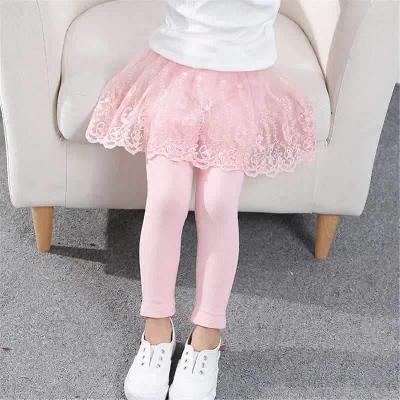 Neue Baby Mädchen Leggings Spitze Prinzessin Rock-hosen Frühling Herbst Kinder Dünne Rock Hosen für 2-7 Jahre kinder Kleidung