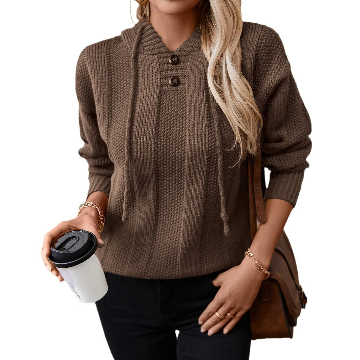Klamotten Damen Herbst Pullover Damen Einfarbig Taste Langarm Gestrickte Büro Pendler Vielseitig Pullover Pull Hiver Femme