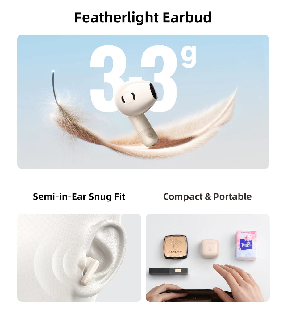 Baseus Bass BS2 Lite True Wireless Earbuds Bluetooth 6.0 Semi-In-Ear-Kopfhörer 2-Mikrofon AI ENC 40H Spielzeit IP55 SuperBass Ohrhörer