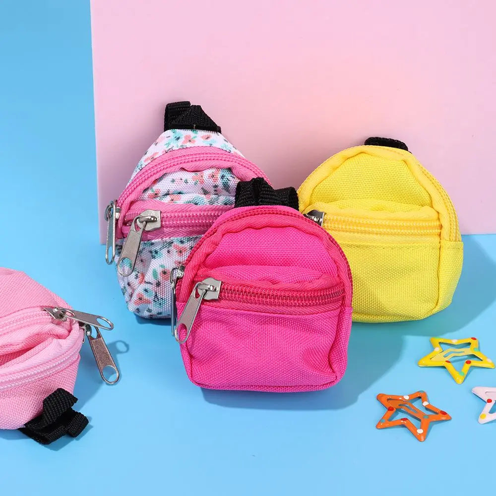 Puppen rucksäcke Puppe Minit aschen Mini Reiß verschluss Rucksack Puppen rucksack niedliche Schult aschen Puppen zubehör Spielzeug zubehör für Puppenspiel