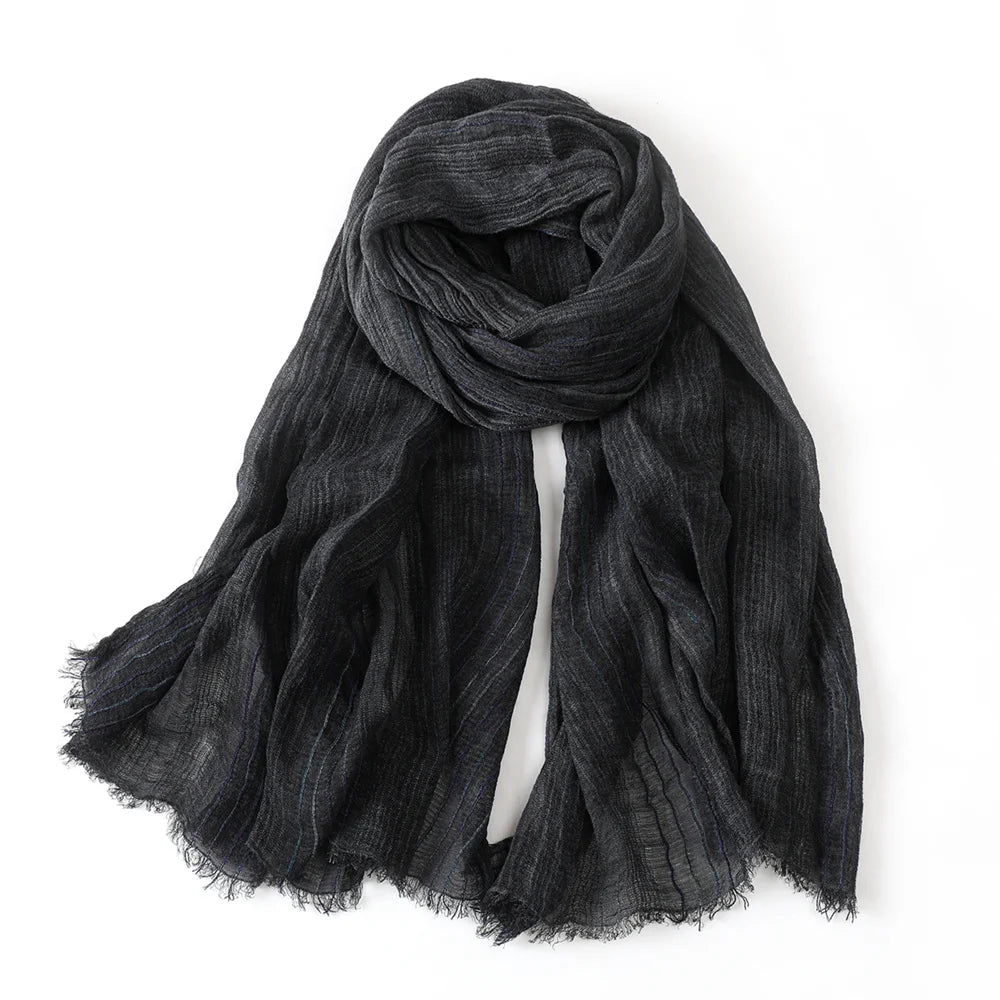 Baumwolle Leinen Gestreiften Männer Schals Herbst Winter Warme Halstuch Pashmina Männlichen Zubehör Kurze Quaste Bufanda Schal