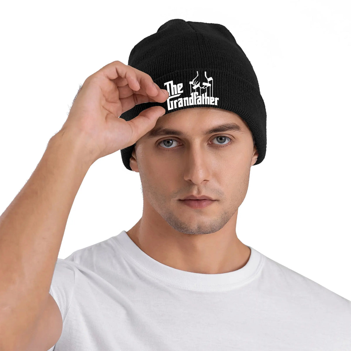 Die Strickmütze „Grandfather Grandpa“, Mütze für Väter, Kpop, elastisch, Unisex, für Erwachsene, Mützen mit Herbstmuster, Geburtstagsgeschenk