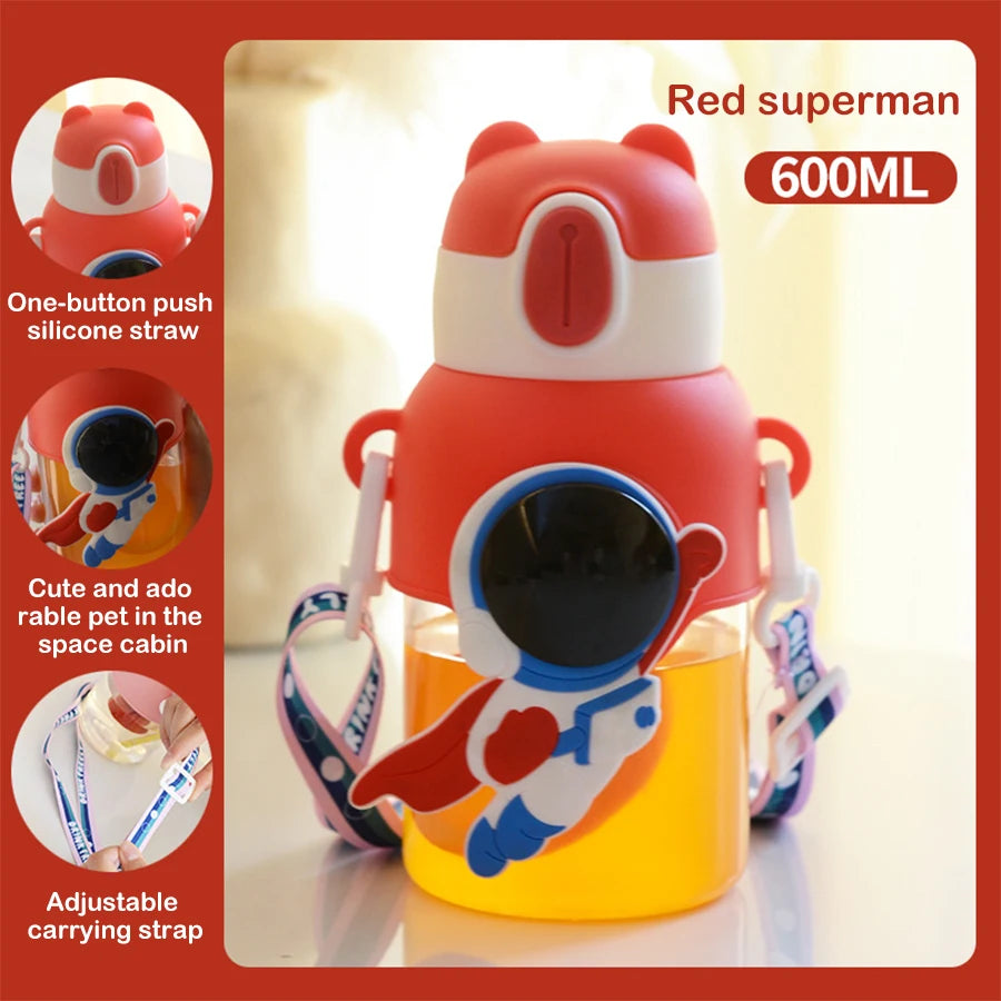 600 ml Kawaii Sommer Kinder Wasser Tasse Hochwertige Herbst-proof Stroh Tasse Jungen und Kreise Gehen zur Schule baby Wasserkocher