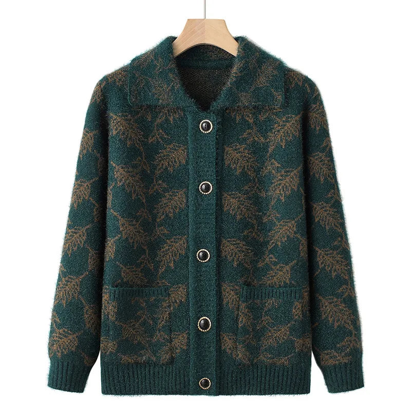 Mode Oma Gestrickte Oberbekleidung Mantel Herbst Winter Verdicken Pullover Jacke Mittleren Alters Mutter Tops Frauen Strickjacke Mujer 4XL