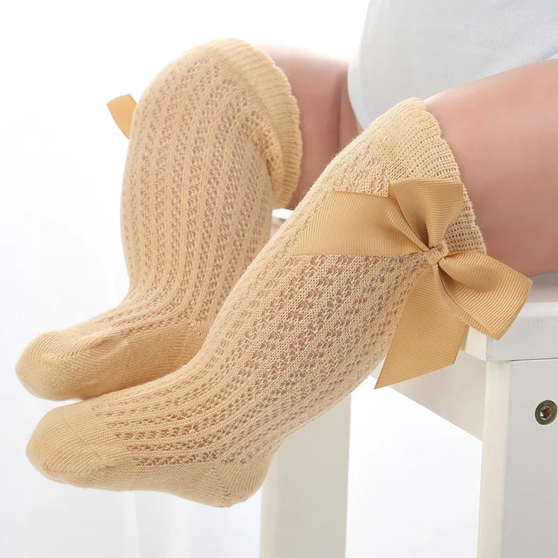 Baby Mädchen Prinzessin gestrickte Netz socken Sommer weiche Kleinkind Mädchen Knies trümpfe Baumwolle Kleinkind Neugeborene Mädchen lange Röhren strümpfe