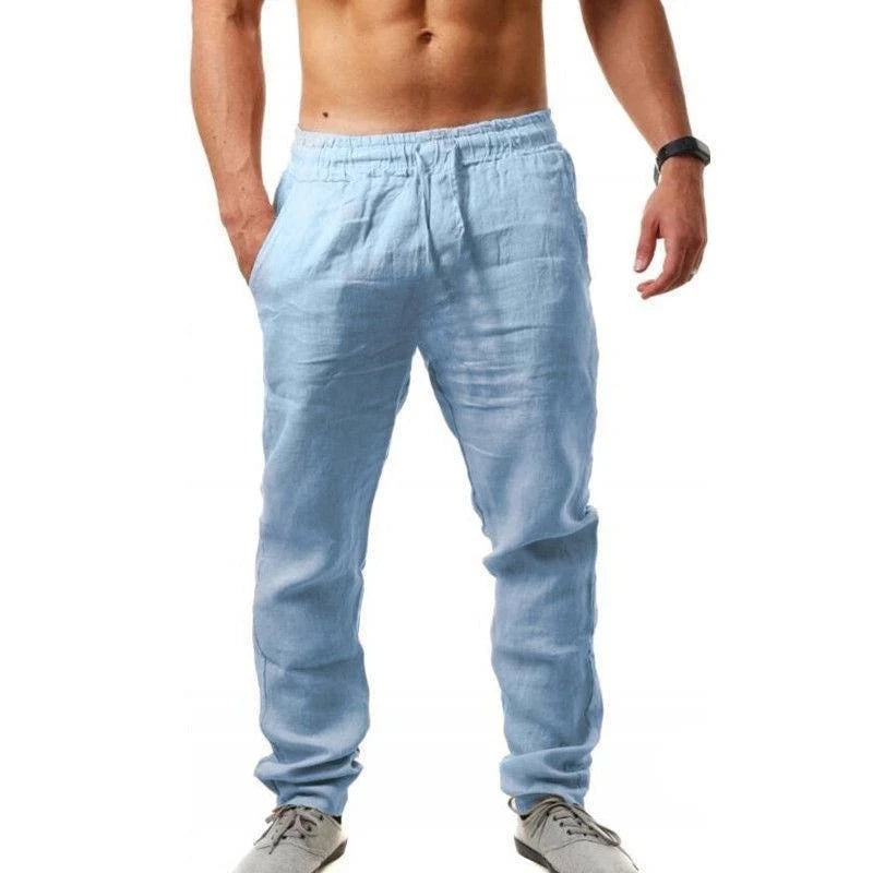 2024 frühling Leinen Breite Männer Hosen Koreanische Hosen Oversize Baumwolle Streetwear Männlichen Neue Yoga Hosen Casual Männer Kleidung Jogginghose