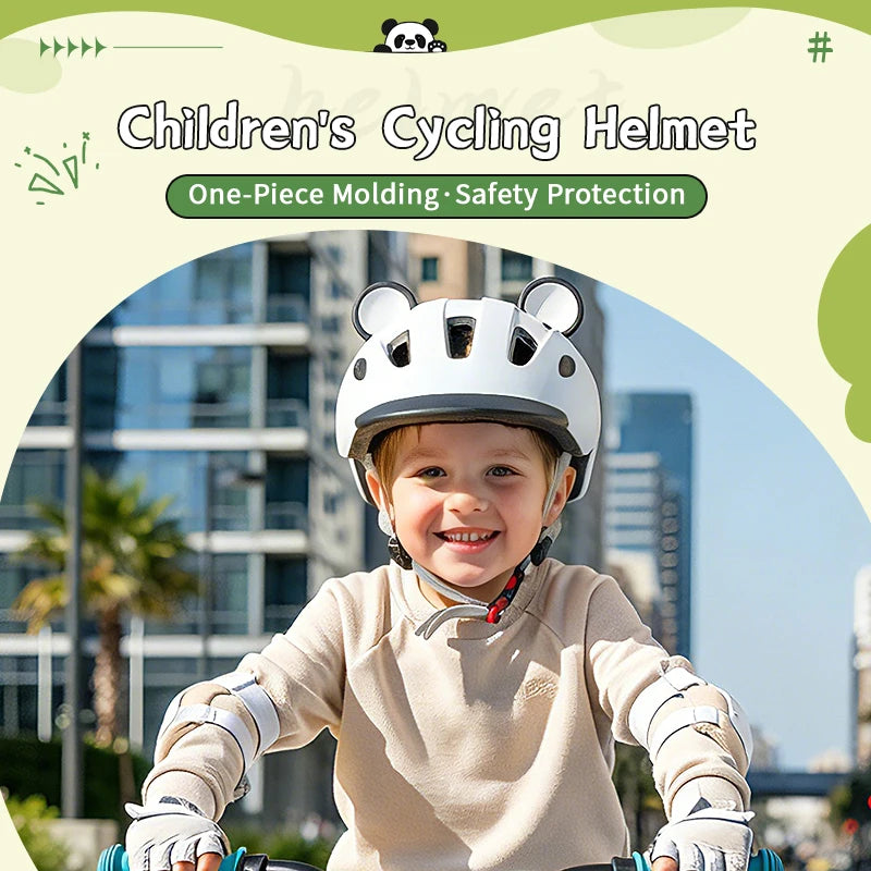 Kinder-Fahrradhelm mit Panda-Cartoon-Design für Kleinkinder, Skateboard, Roller, Radfahren, 51-55cm Kinderfahrradhelm