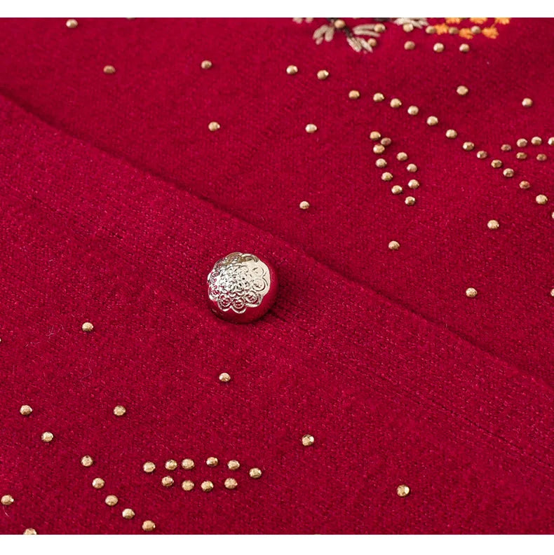 Mittleren Alters und ältere Frauen Stickerei Strickjacke Jacke einreiher schlanke Pullover Mantel dünne Frühling Oma Kleidung