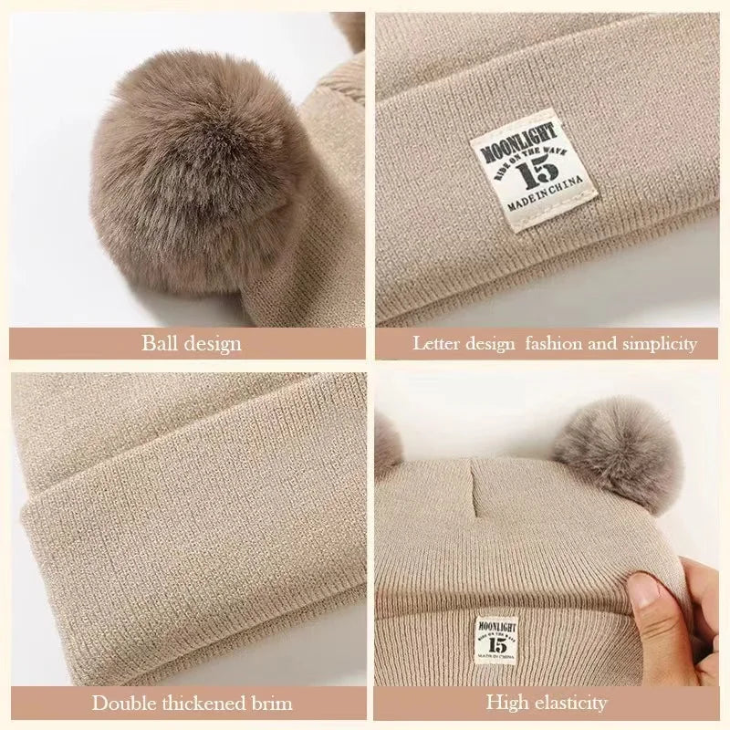 Herbst Winter Baby Warme Gestrickte Hüte Mit Pom Kinder Stricken Beanie Hut Einfarbig Kinder Hut Für Jungen Mädchen Zubehör