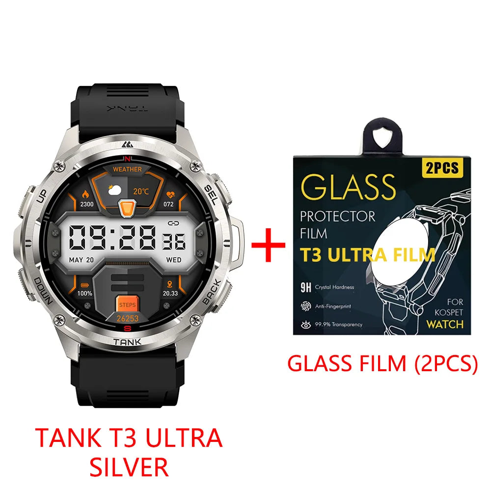 2025 KOSPET TANK T3 Ultra GPS Smart Uhr Für Männer Smartwatch Frauen 470 mAh Batterie Digitale Fitness AMOLED AOD Bluetooth uhren