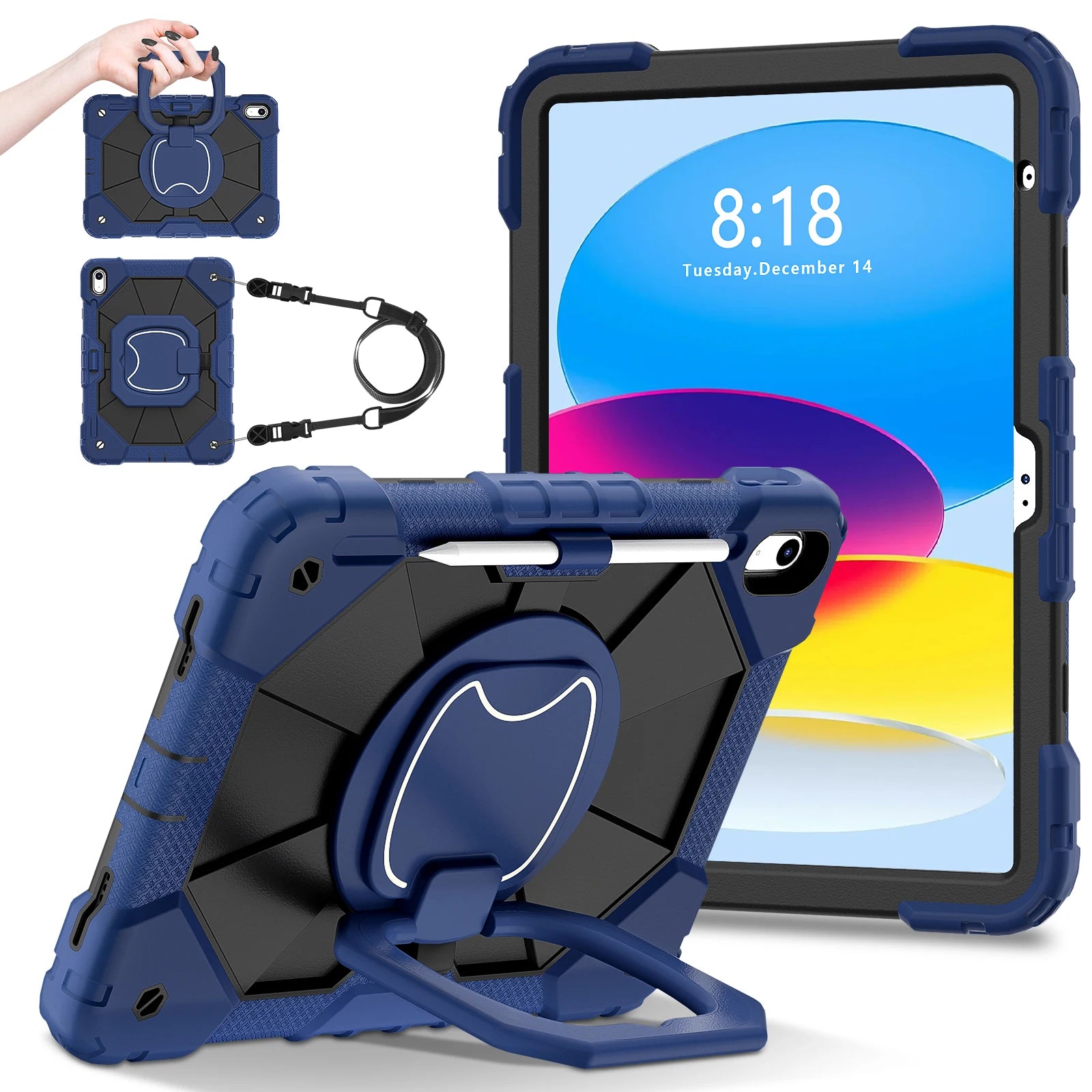 Robuste Armor-Kinderhülle für iPad 10. Generation Air 5 4 10.9 Air 11 2025 13 2024 10.2 8. 9. Generation 9.7 Tablet-Ständer Stoßfeste Schutzhülle