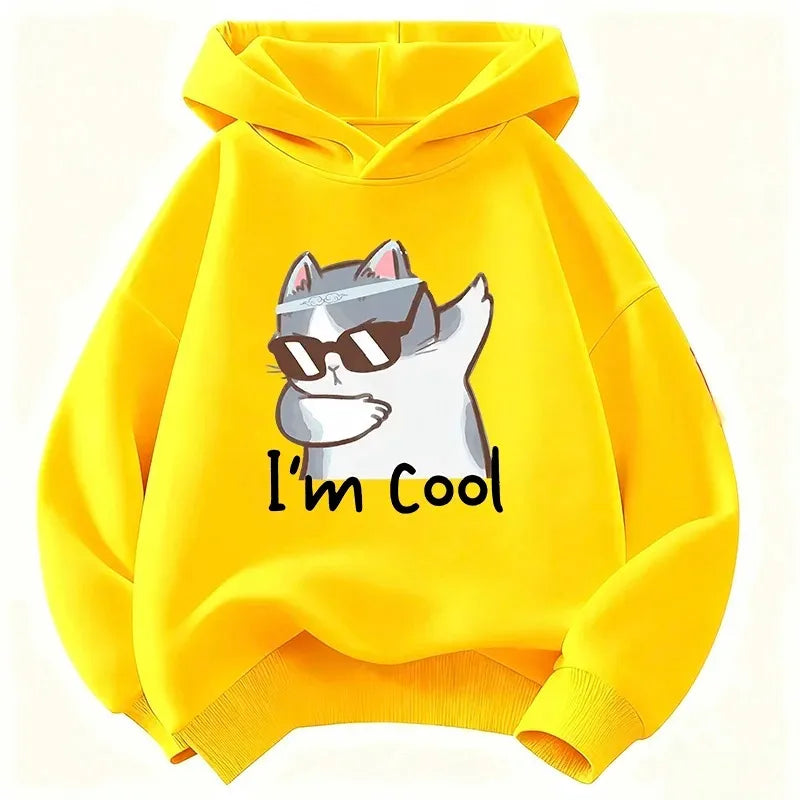 Cooler Katzen-Print Hoodie Unisex Herbst Winter Baumwoll-Sweatshirt Streetwear Mode-Oberteil 2026 Neuer Trendiger Grafik-Pullover für Jugendliche
