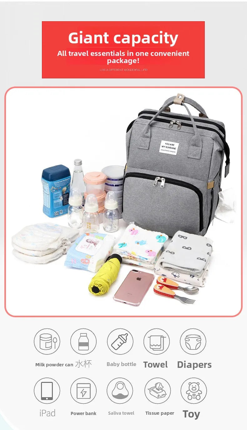 Modische Faltbare Babywiege Mutter-Kind-Tasche Große Kapazität Handtasche Flaschen- und Windelrucksack Mutter- und Mama-Tasche