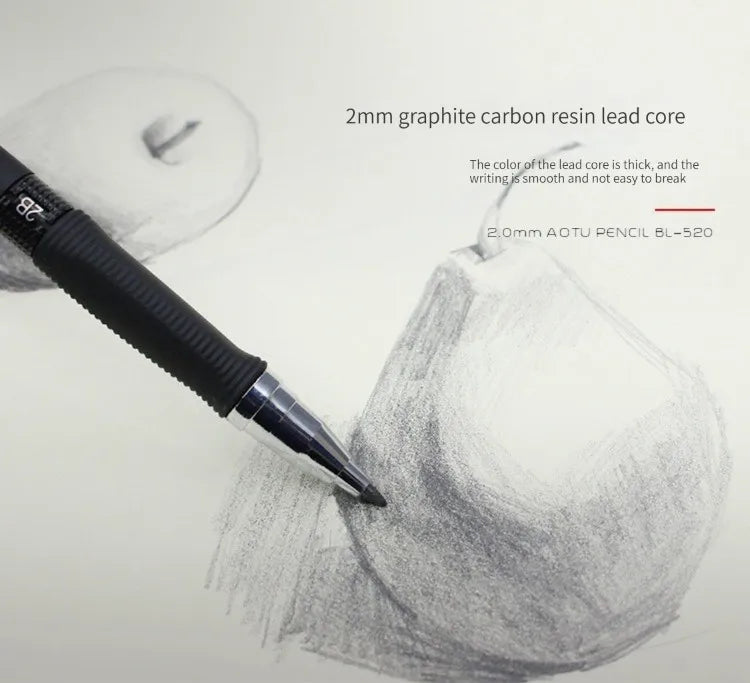 Druckbleistift-Set 2,0 mm mit 2B-Schwarz/Farben-Minenminen zum Schreiben, Skizzieren, Kunst, Zeichnen, Malen, Schule, automatischer Bleistift
