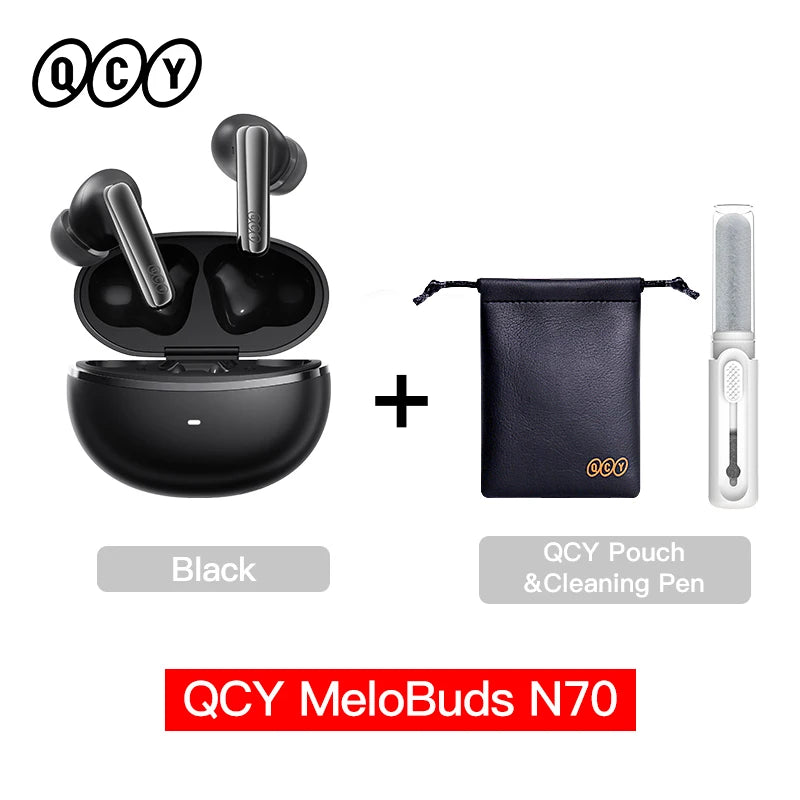 QCY MeloBuds N70 Adaptive ANC Wireless Earbuds Bluetooth 6.0 LDAC Hi-Res Audio 6 Mikrofone Wireless Charging Kopfhörer 50 Stunden IPX5