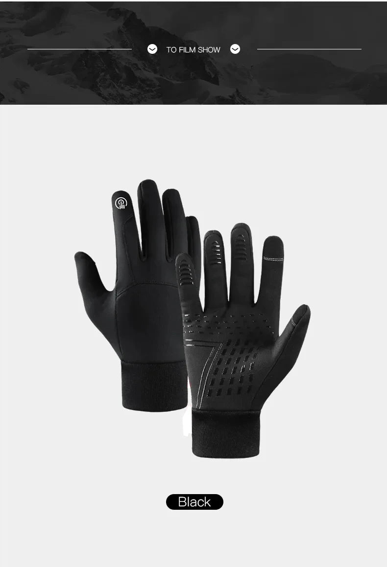 Herbst Winter Outdoor Radfahren Handschuhe Gym Fitness Sport Laufen Warm Touch Screen Rutschfeste Handschuhe Motorrad Handschuhe Männer Schwarz