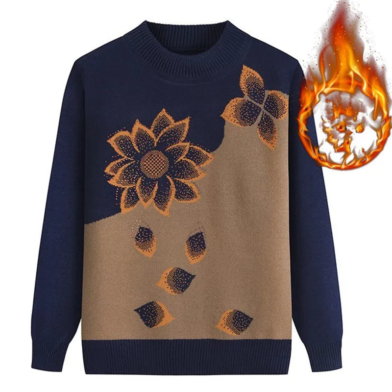 Winterkleidung Oma Pullover Strickpullover Dicker mittlerer Alter Ältere Mutter Bottoming Shirt Samt Langarm Top Damen
