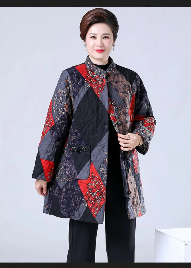 Lose Damen Herbst Winter Baumwollmantel mittleren Alters ältere Mutter dicke warme Jacke Oma Parkas 100 kg tragen 2XL-9XL