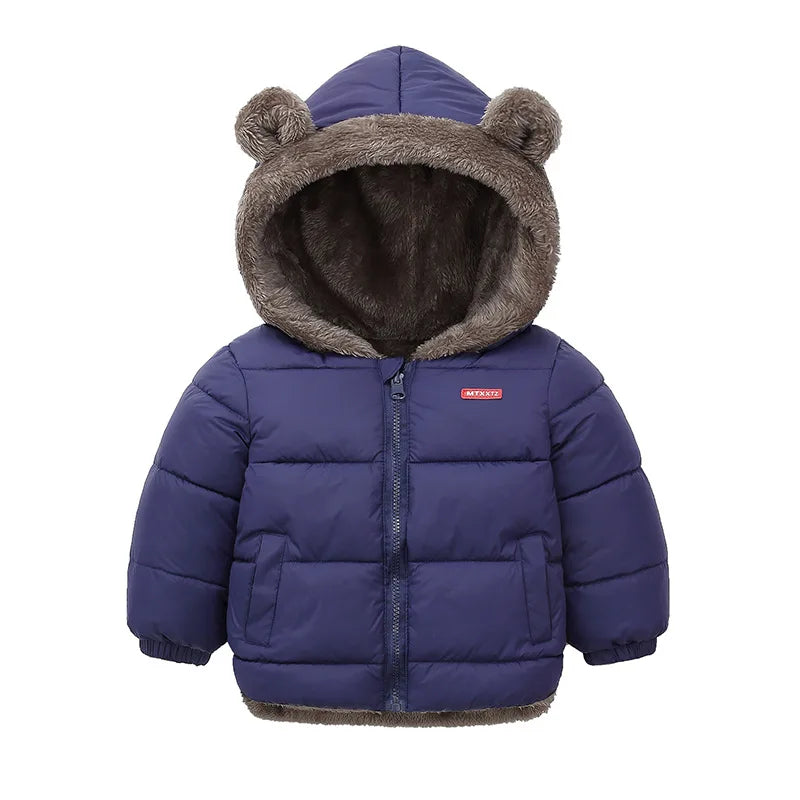Jungen Mädchen Dicke Jacken Winter Kinder Gepolsterte Fleece Warme Mäntel Kinder Mit Kapuze Baumwolle Oberbekleidung Kinder Kleidung Kaschmir Schneeanzug