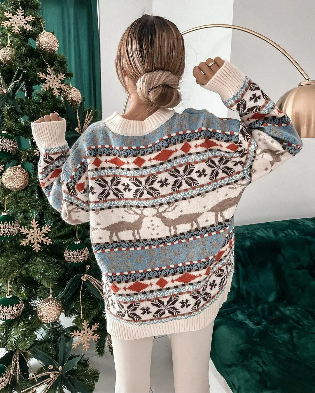 Autumn Pullover Damen Round Neck Long Sleeve Christmas Date Outdoor Vielseitiger Pullover Print Sweater Ropa De Invierno Para Mujer