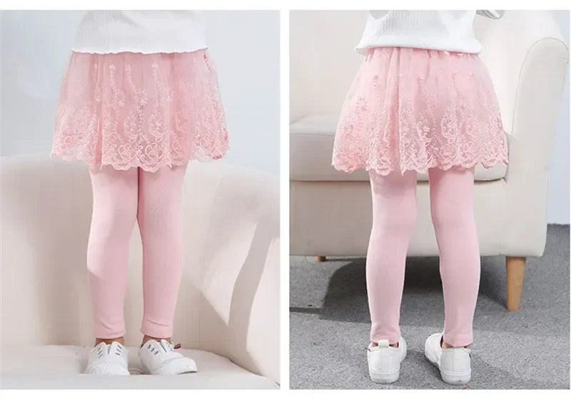 Neue Baby Mädchen Leggings Spitze Prinzessin Rock-hosen Frühling Herbst Kinder Dünne Rock Hosen für 2-7 Jahre kinder Kleidung