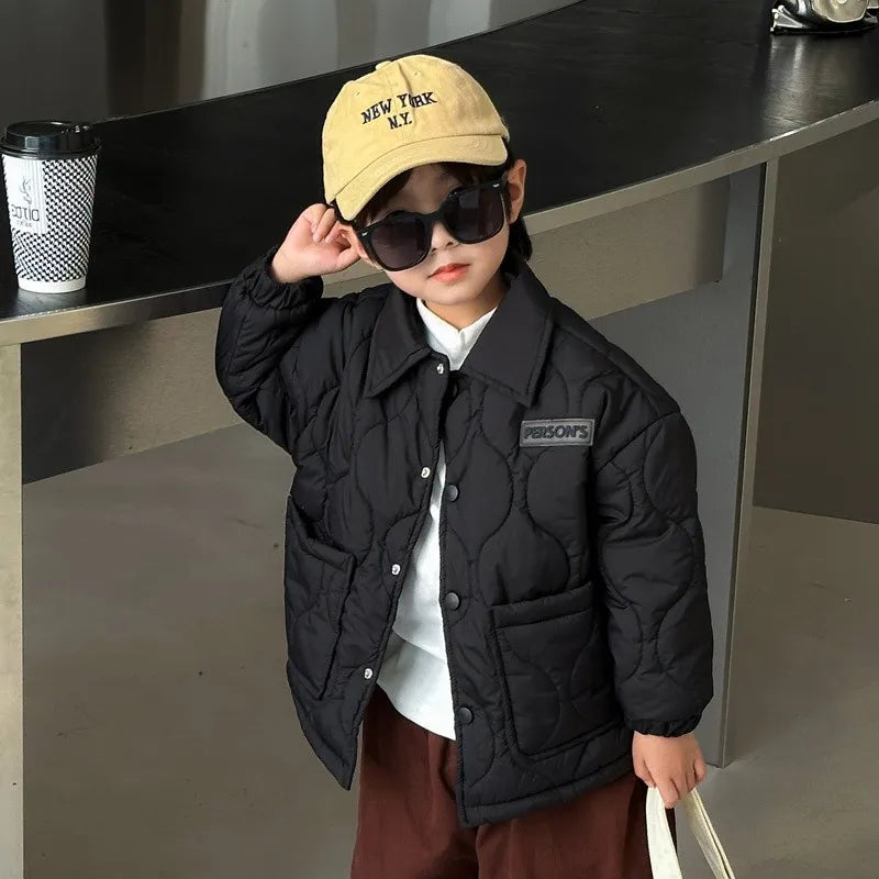 Herbst Kinder Baumwolle Jacke Winter Jungen Einfarbig Dicke Plus Samt Warme Mantel Für 3-10 Jahre Teen Kinder oberbekleidung Kleidung ﻿