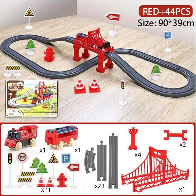 44 Teile/satz Elektrische Zug Track Sets Montage Schiene Zug Auto Spielzeug Junge Pädagogisches Simulation Modell Weihnachten Geburtstag Geschenk