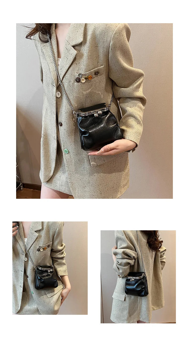Trendy Koreanische Mode Mini Quadratische Tasche Vintage Streetwear Elegante Umhängetaschen Casual Y2k Ästhetische Schulter Handtaschen für Frauen