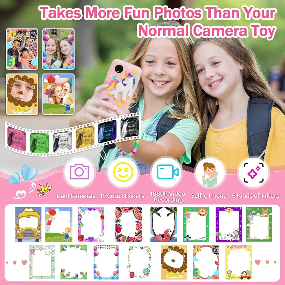 Kinder Telefon Kamera Spielzeug MP3 Musik Player Puzzle Spiele Kleinkind Lernen Spielzeug für Mädchen Jungen Alter 3-10 Geburtstag geschenke Mit 32G