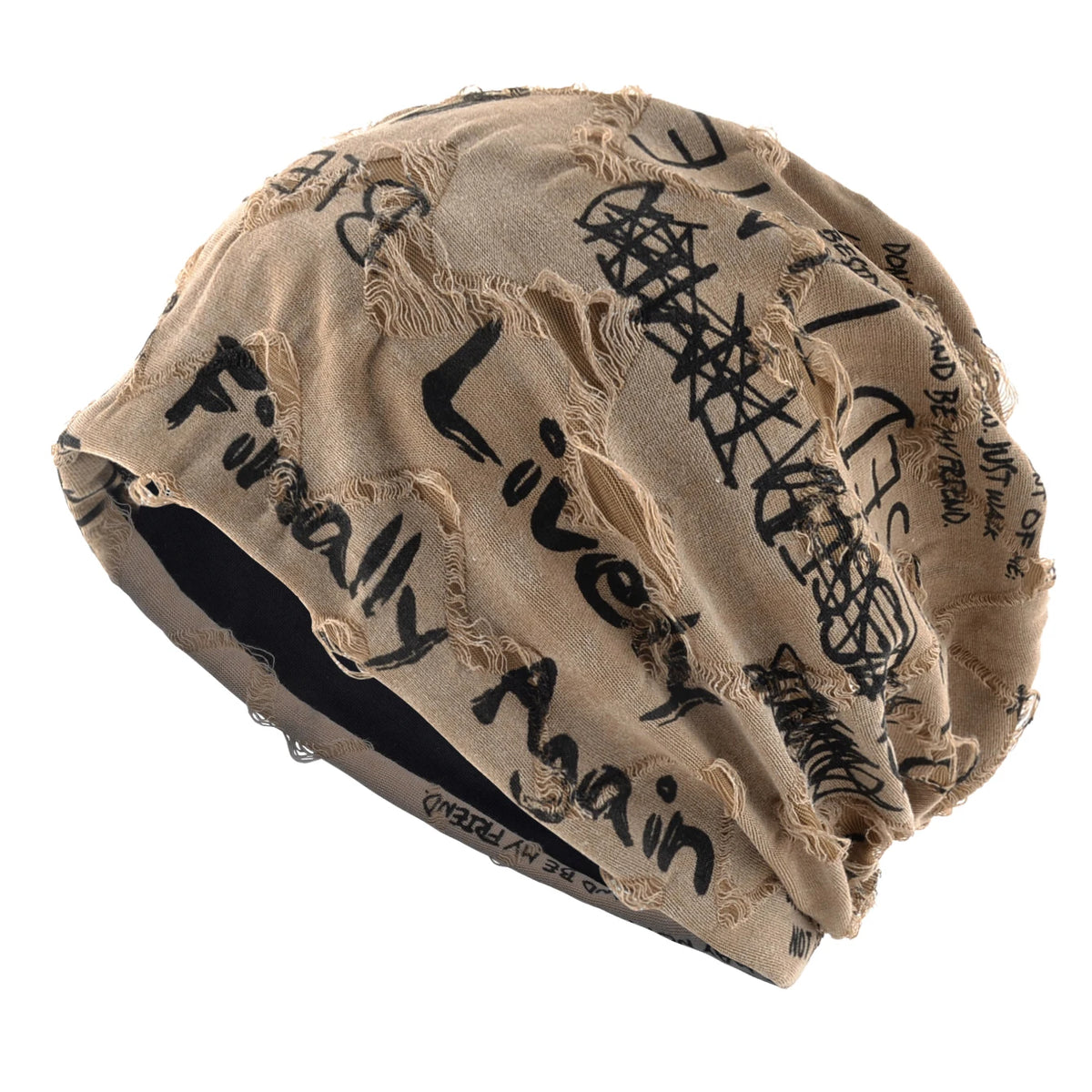 Beanie-Mütze mit Buchstaben-Aufdruck für Damen und Herren, Vintage-Design im Distressed-Look  Wasteland Style Frühling Sommer Warmer, mit Fleece gefütterter Winter