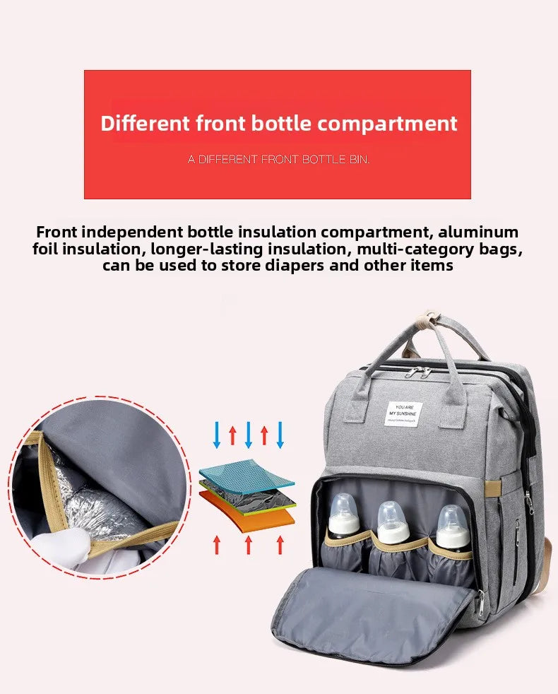 Modische Faltbare Babywiege Mutter-Kind-Tasche Große Kapazität Handtasche Flaschen- und Windelrucksack Mutter- und Mama-Tasche