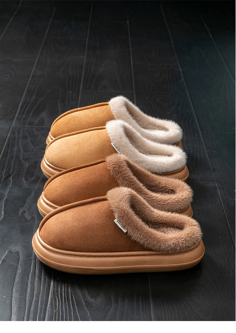 Herbst und Winter Herren Baumwolle Hausschuhe Plüsch warm dick Home Wear rutschfeste verschleißfeste weiche Unterseite bequeme warme Schuhe