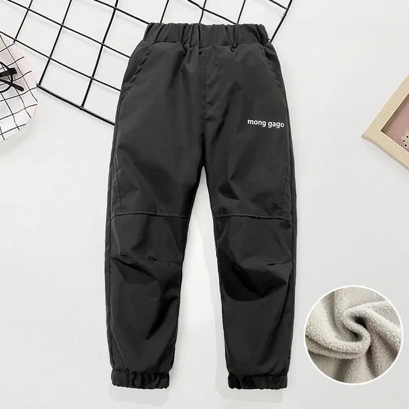 Winter Kinder Daunenhose Herbst Mädchen verdicken Hose Teen Jungen Fleece gepolstert warme winddichte Skihose für 3–14 Jahre Kindergerinnsel