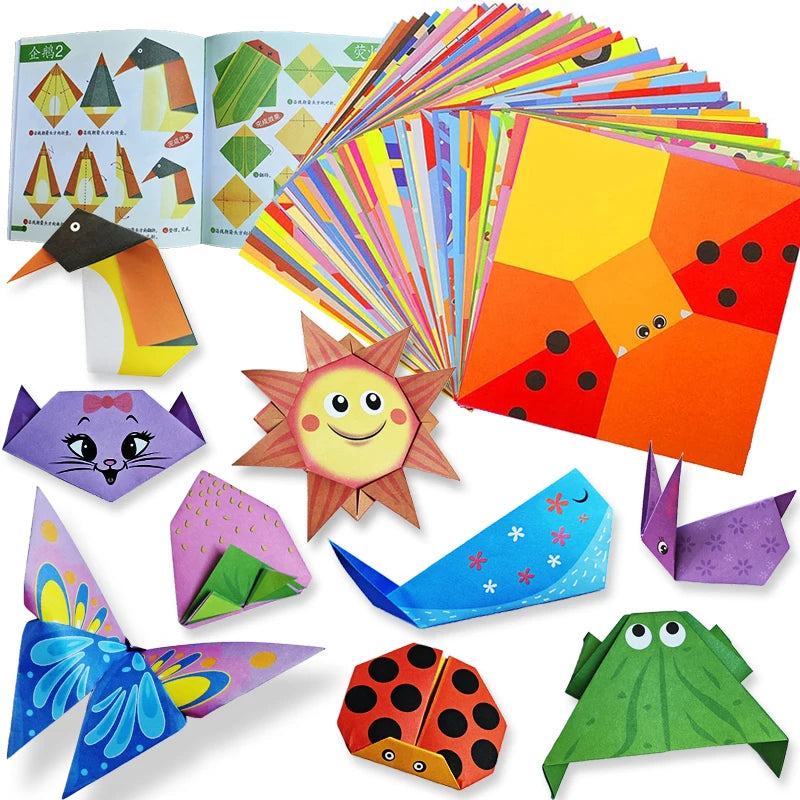 Origami-Set, 30/96 Blatt, Origami-Papier, Bastelführungsbuch, DIY-Kunsthandwerksprojekte, Zubehör für Anfänger, Kinder, Kinder, Jungen und Mädchen