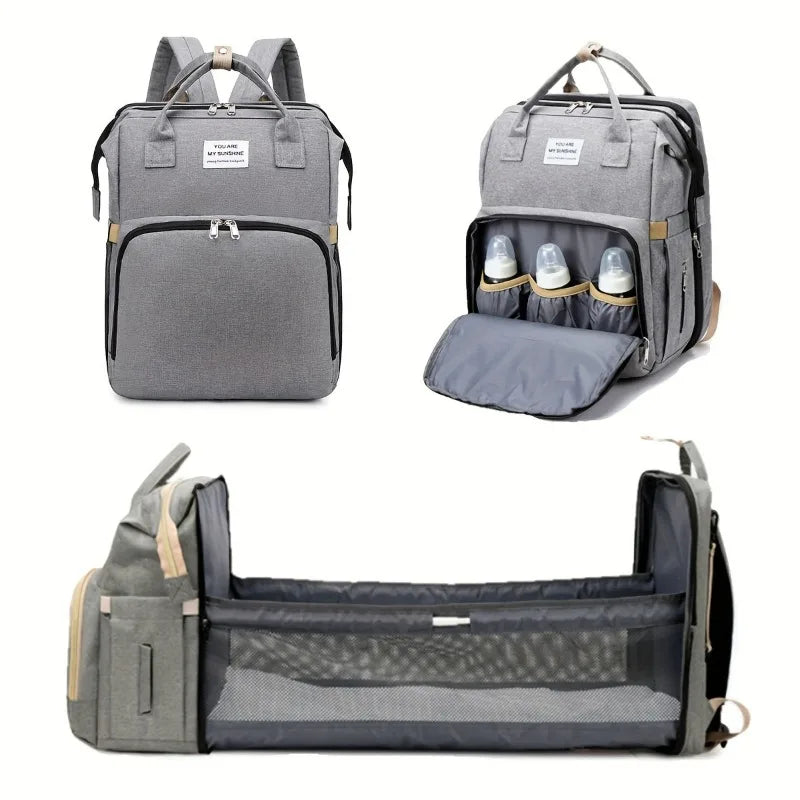 Modische Faltbare Babywiege Mutter-Kind-Tasche Große Kapazität Handtasche Flaschen- und Windelrucksack Mutter- und Mama-Tasche