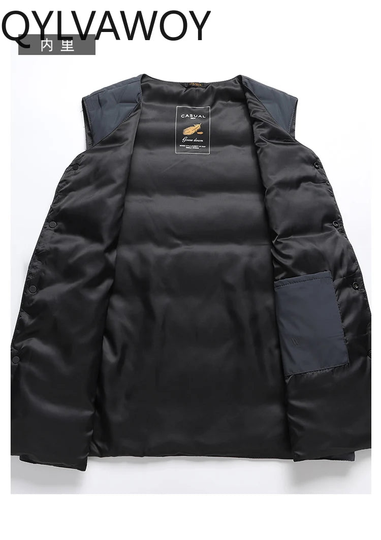 QYLVAWOY Herren Mittleren Alters Ältere Papas Herbst Winter Daunenweste Opa Gilet Dünner Stil Ärmellose Jacke LJ2105