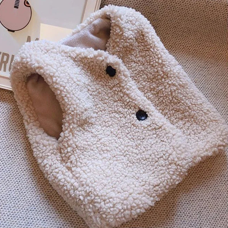 Neue Baby Lamm Wolle Plus Samt Weste Herbst Winter Mädchen Jungen Plüsch Weste Einreiher V-ausschnitt Kind Warme Mode Warme Mantel