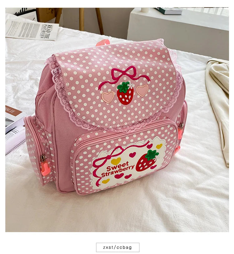 Strawberry Embroidered Backpack