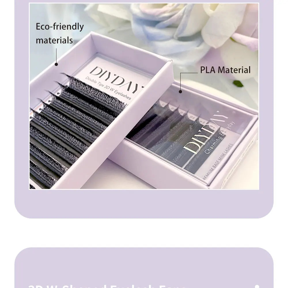 DIYDAY W-Form Wimpernverlängerung 3D 4D 5D 6D 7D 8D W Wimpern Natürliche weiche vorgefertigte Fächerblüteffekt-Augenwimpern für Schönheits-Make-up