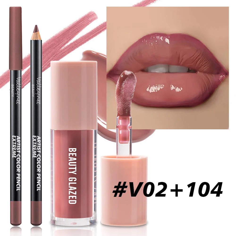 2 Stück/Set Samtstruktur-Lippen-Make-up, mattierter Effekt, rote, braune Farben, schafft ein feuchtigkeitsspendendes und natürliches Lippen-Make-up