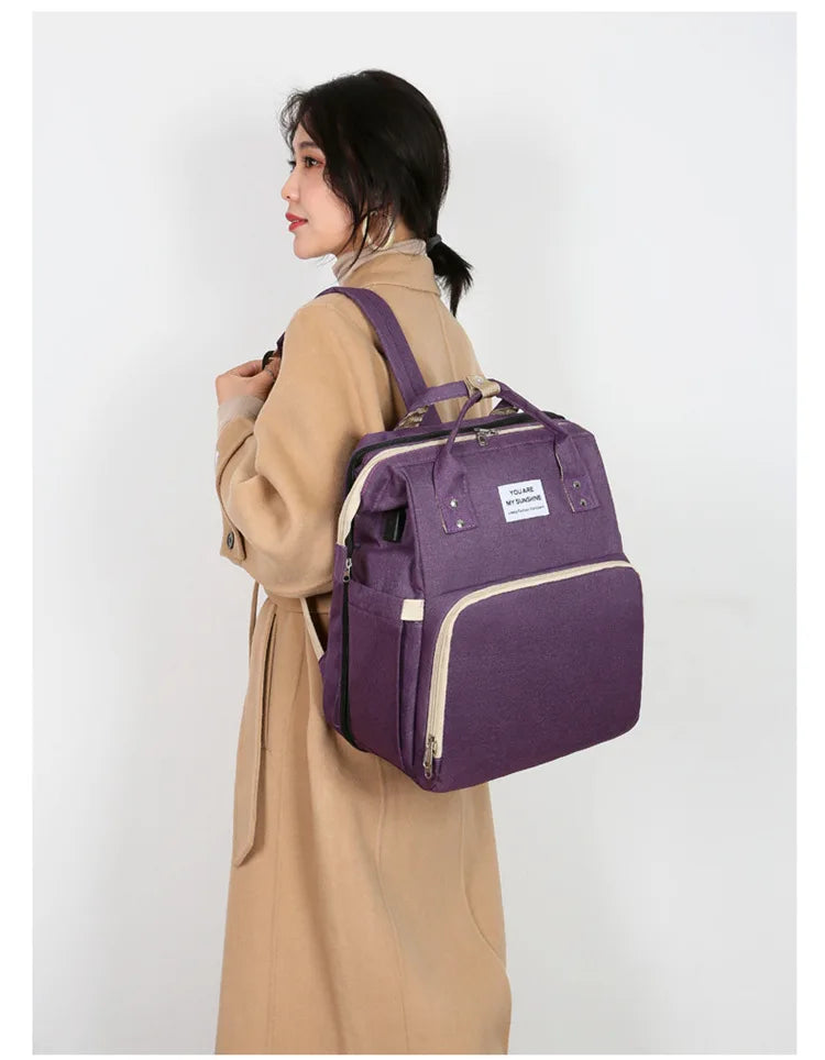 Mama Wickeltaschen Babybett Mutter Große Kapazität Windel Milchflasche Rucksäcke mit Wickelunterlage Praktische Baby-Stilltaschen Geschenk