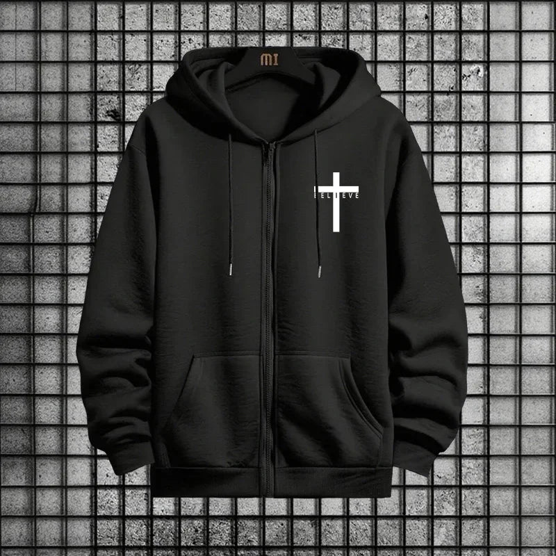 CrosofChrist Herren Hip-Hop Trainingsanzug 2025 N 2-teiliges Outfit Reißverschluss-Hoodie Jogger Urban Streetwear Herbst Winter Mode