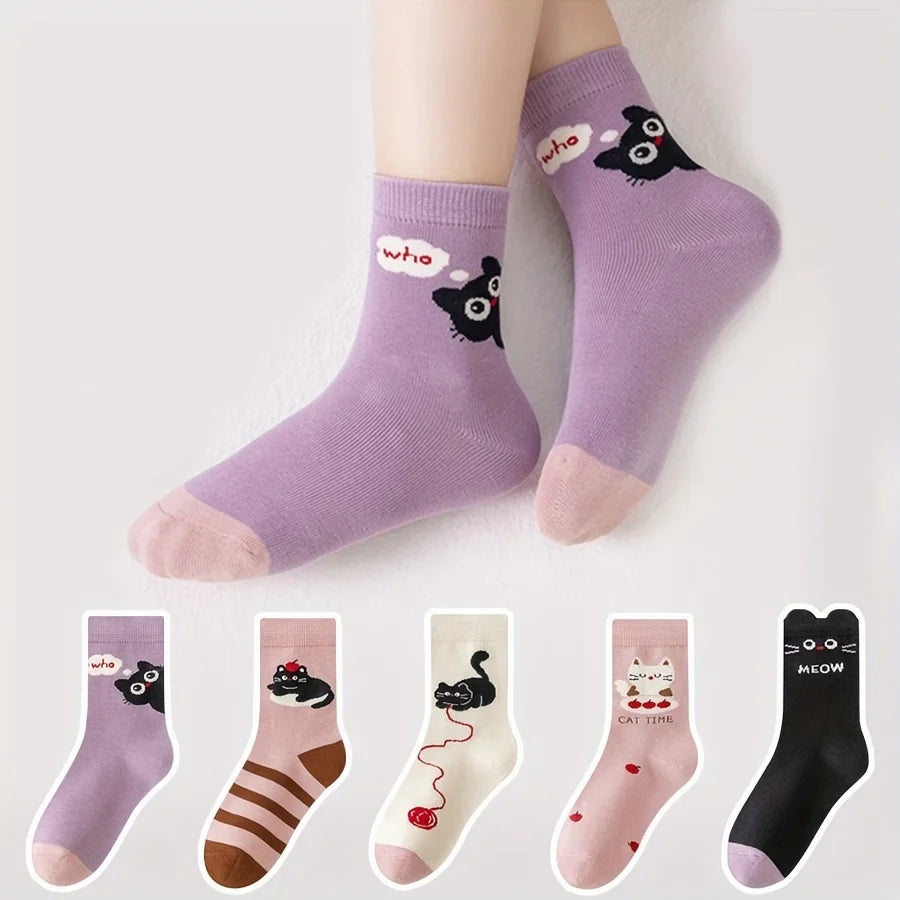 Kids Cat Socks 5-Pack