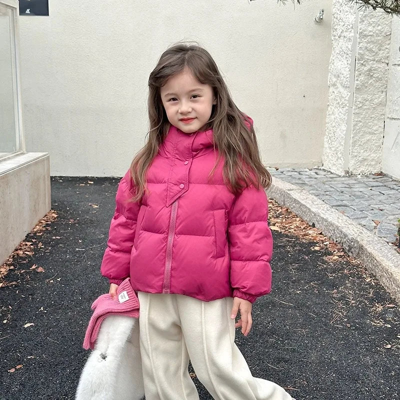 3 4 5 6 8 10 12 Jahre Mädchen Jacke Herbst Winter Neue Einfarbig Dicke Warme Mit Kapuze Zipper Mantel für Teen Kinder Daunen Baumwolle Outwear