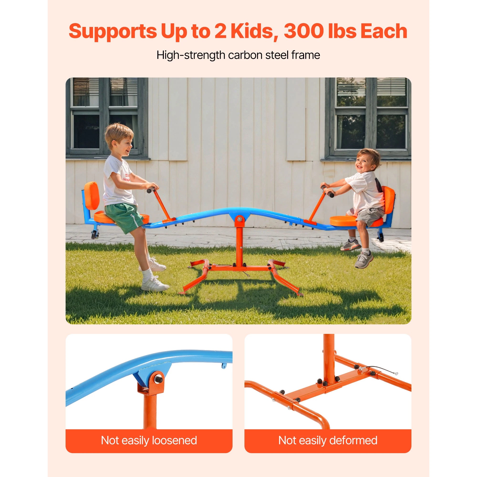 SucceBuy 300Lbs Kinder-Wippe Sit & Spin Teeter Totter Außenspielzeug mit Griffen für Kinder, Spielgeräte im Freien
