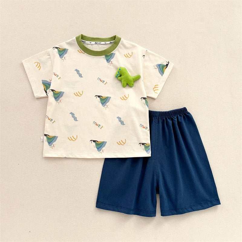 Kinder Kleidung Set Baby Jungen/Mädchen T-Shirt + Shorts Sommer Kleidung Baumwolle Cartoon Casual Jungen Trainingsanzug Kinder Baby Kleidung set