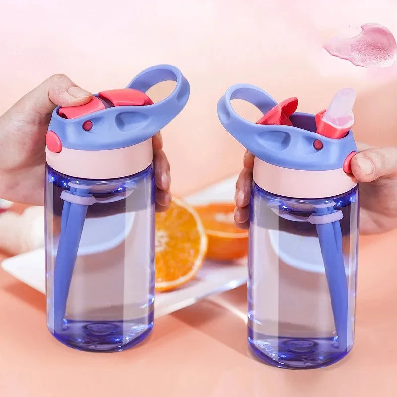 480 ml Baby-Fütterungsbecher, auslaufsichere Wasserflasche mit Strohhalm, tragbar, für Reisen, Fitnessstudio, Camping, Flasche, Safttrinkflasche für Kinder
