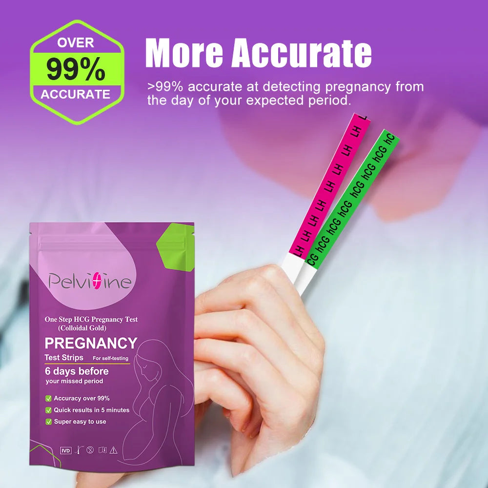 PELVIFINE Home LH & HCG Teststreifen-Set 25 Ovulations- & 10 Schwangerschaftsteststreifen Früherkennungs-HCG-Test für Fruchtbarkeit bei Frauen
