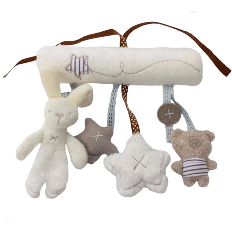 2025 neue Hängende Bett Kaninchen Baby Hand Glocke Sicherheit Sitz Plüsch Spielzeug Multifunktionale Plüsch Spielzeug Kinderwagen Mobile Geschenke